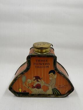 Vintage Richard Hudnut Three Flowers Talcum Powder Tin | Art Deco Vanity Powder